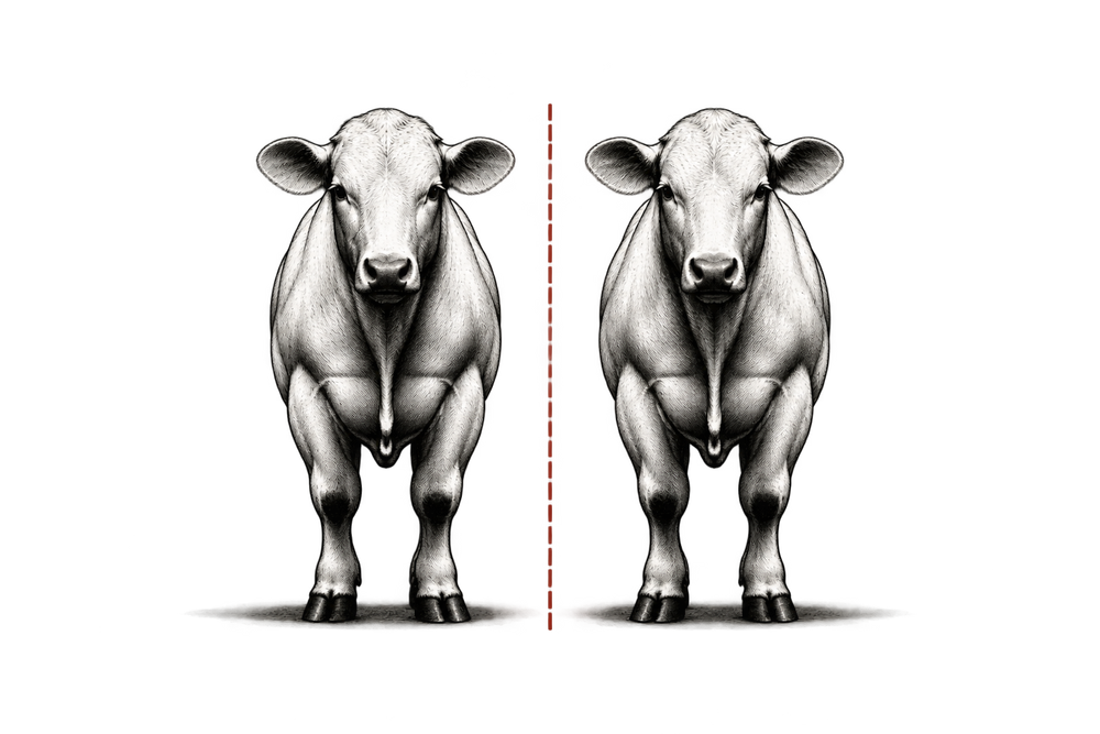 Half Beef cow illustration
