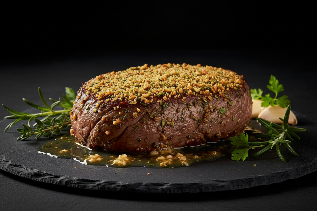 Herb-Crusted Sirloin with Garlic Butter