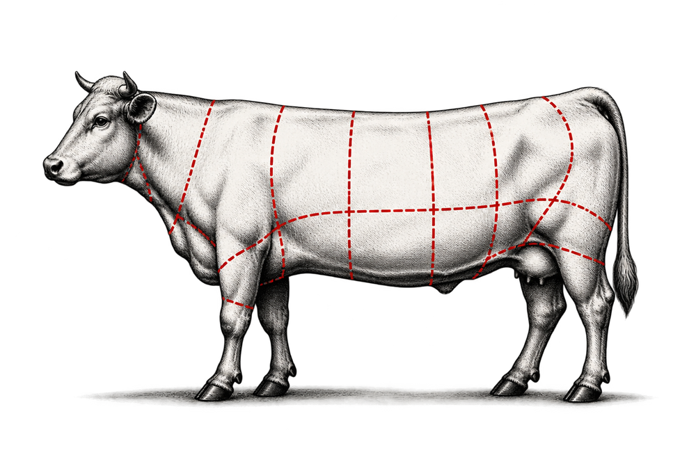 Whole Beef cow illustration